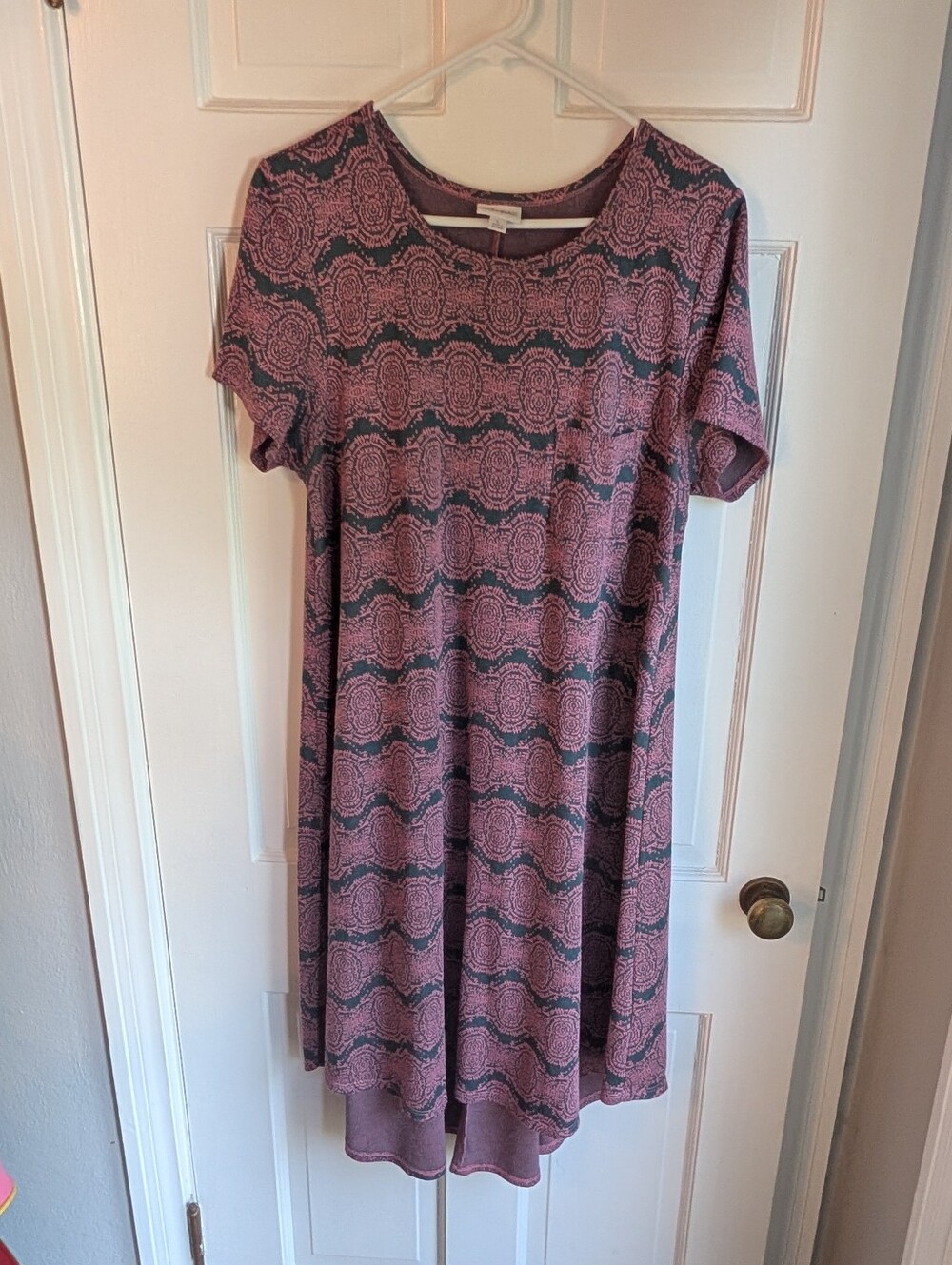 LuLaRoe Pink and Dark Patterned Midi Dress